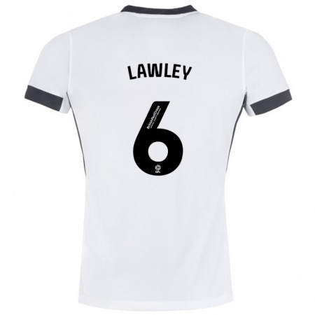 Kandiny Niño Camiseta Gemma Lawley #6 Blanco Negro 2ª Equipación 2024/25 La Camisa Chile