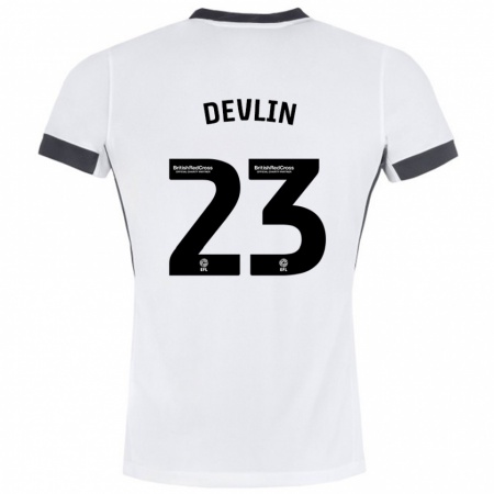 Kandiny Niño Camiseta Charlie Devlin #23 Blanco Negro 2ª Equipación 2024/25 La Camisa Chile