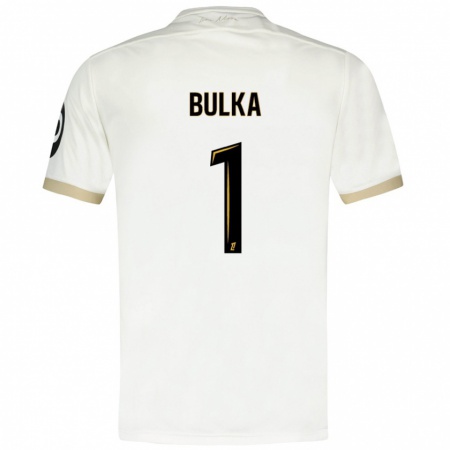 Kandiny Niño Camiseta Marcin Bulka #1 Blanco Dorado 2ª Equipación 2024/25 La Camisa Chile