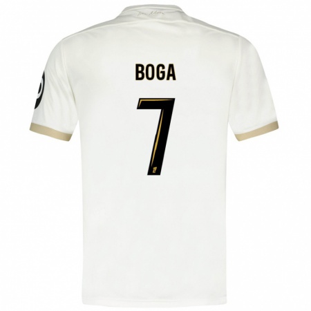 Kandiny Niño Camiseta Jérémie Boga #7 Blanco Dorado 2ª Equipación 2024/25 La Camisa Chile