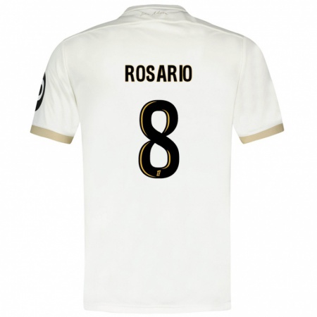 Kandiny Niño Camiseta Pablo Rosario #8 Blanco Dorado 2ª Equipación 2024/25 La Camisa Chile