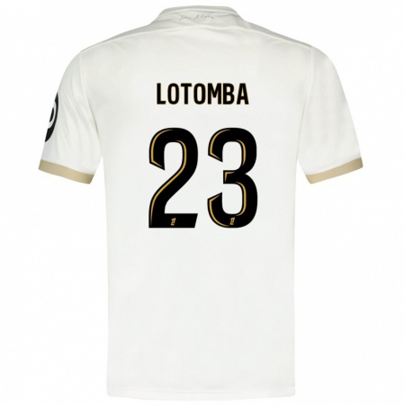 Kandiny Niño Camiseta Jordan Lotomba #23 Blanco Dorado 2ª Equipación 2024/25 La Camisa Chile