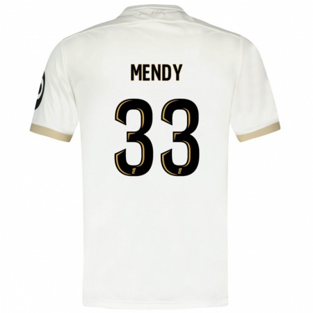 Kandiny Niño Camiseta Antoine Mendy #33 Blanco Dorado 2ª Equipación 2024/25 La Camisa Chile