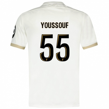 Kandiny Niño Camiseta Youssouf Ndayishimiye #55 Blanco Dorado 2ª Equipación 2024/25 La Camisa Chile