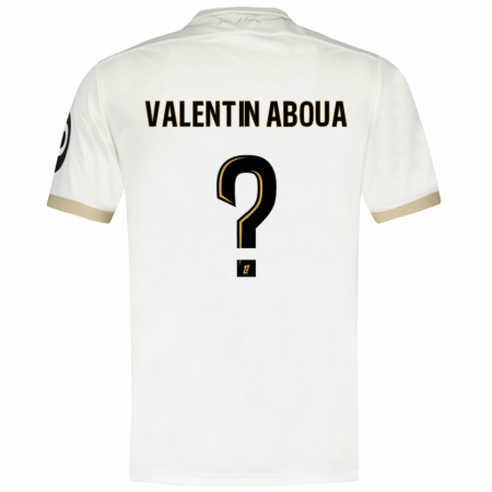 Kandiny Niño Camiseta Louis Valentin Aboua #0 Blanco Dorado 2ª Equipación 2024/25 La Camisa Chile