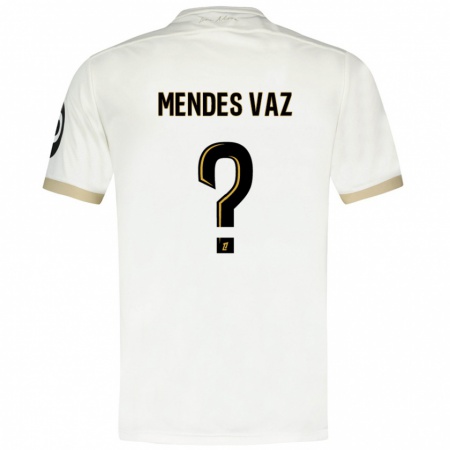 Kandiny Niño Camiseta Hernâni Mendes Vaz #0 Blanco Dorado 2ª Equipación 2024/25 La Camisa Chile