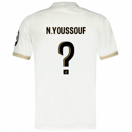 Kandiny Niño Camiseta Naké Youssouf #0 Blanco Dorado 2ª Equipación 2024/25 La Camisa Chile