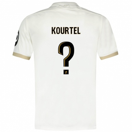 Kandiny Niño Camiseta Kaïs Kourtel #0 Blanco Dorado 2ª Equipación 2024/25 La Camisa Chile