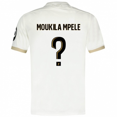 Kandiny Niño Camiseta Beny Moukila Mpele #0 Blanco Dorado 2ª Equipación 2024/25 La Camisa Chile