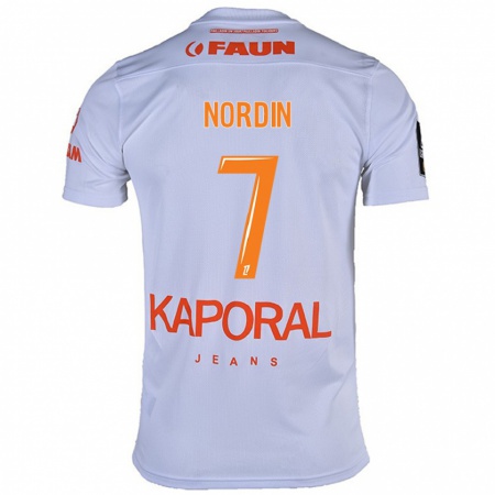 Kandiny Niño Camiseta Arnaud Nordin #7 Blanco 2ª Equipación 2024/25 La Camisa Chile