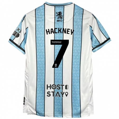 Kandiny Niño Camiseta Hayden Hackney #7 Blanco Azul 2ª Equipación 2024/25 La Camisa Chile