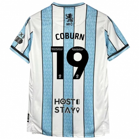 Kandiny Niño Camiseta Josh Coburn #19 Blanco Azul 2ª Equipación 2024/25 La Camisa Chile