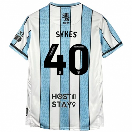 Kandiny Niño Camiseta Cain Sykes #40 Blanco Azul 2ª Equipación 2024/25 La Camisa Chile