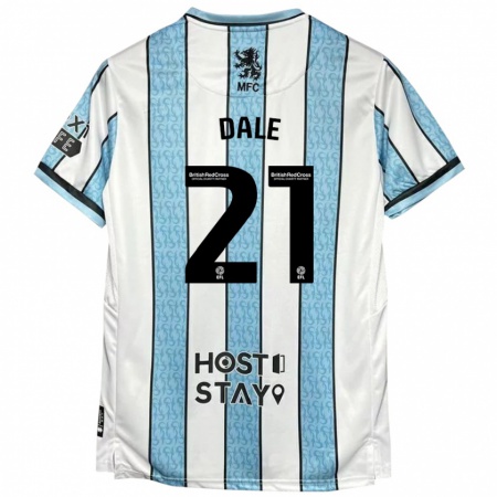 Kandiny Niño Camiseta Faye Dale #21 Blanco Azul 2ª Equipación 2024/25 La Camisa Chile