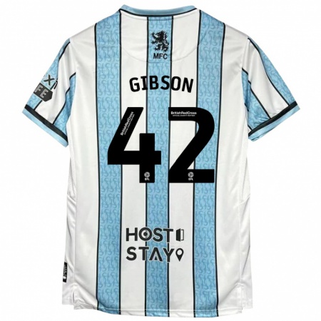 Kandiny Niño Camiseta Joseph Gibson #42 Blanco Azul 2ª Equipación 2024/25 La Camisa Chile