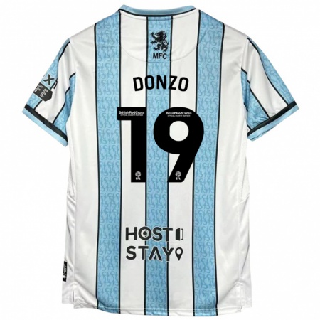 Kandiny Niño Camiseta Jolie Donzo #19 Blanco Azul 2ª Equipación 2024/25 La Camisa Chile