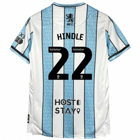 Kandiny Niño Camiseta Rachel Hindle #22 Blanco Azul 2ª Equipación 2024/25 La Camisa Chile