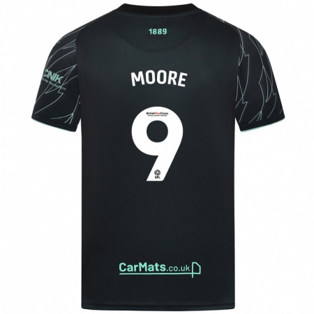 Kandiny Niño Camiseta Kieffer Moore #9 Negro Verde 2ª Equipación 2024/25 La Camisa Chile