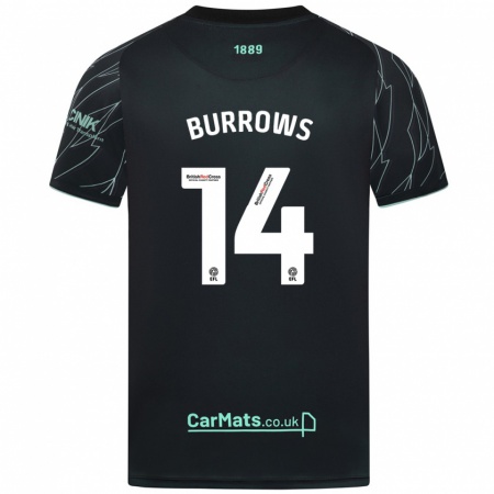 Kandiny Niño Camiseta Harrison Burrows #14 Negro Verde 2ª Equipación 2024/25 La Camisa Chile