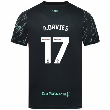 Kandiny Niño Camiseta Adam Davies #17 Negro Verde 2ª Equipación 2024/25 La Camisa Chile