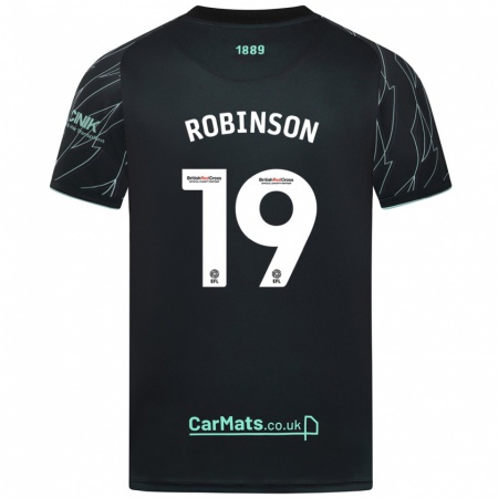 Kandiny Niño Camiseta Jack Robinson #19 Negro Verde 2ª Equipación 2024/25 La Camisa Chile