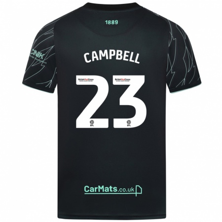 Kandiny Niño Camiseta Tyrese Campbell #23 Negro Verde 2ª Equipación 2024/25 La Camisa Chile