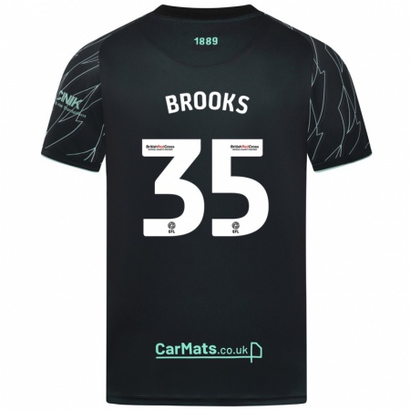 Kandiny Niño Camiseta Andre Brooks #35 Negro Verde 2ª Equipación 2024/25 La Camisa Chile