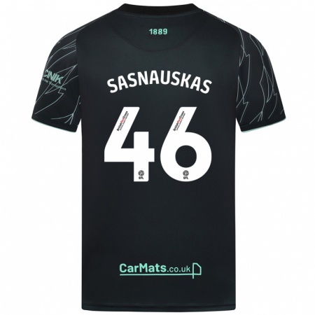 Kandiny Niño Camiseta Dovydas Sasnauskas #46 Negro Verde 2ª Equipación 2024/25 La Camisa Chile