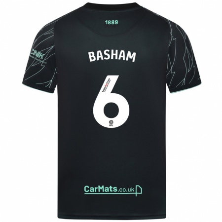 Kandiny Niño Camiseta Chris Basham #6 Negro Verde 2ª Equipación 2024/25 La Camisa Chile