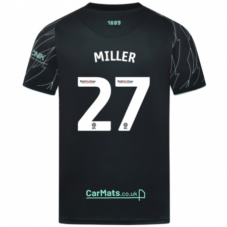 Kandiny Niño Camiseta Lara Miller #27 Negro Verde 2ª Equipación 2024/25 La Camisa Chile