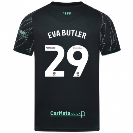 Kandiny Niño Camiseta Eva Butler #29 Negro Verde 2ª Equipación 2024/25 La Camisa Chile