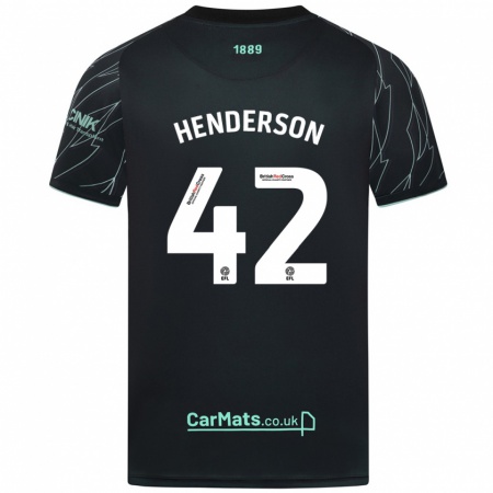 Kandiny Niño Camiseta Peyton Henderson #42 Negro Verde 2ª Equipación 2024/25 La Camisa Chile