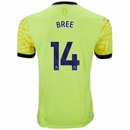 Kandiny Niño Camiseta James Bree #14 Amarillo 2ª Equipación 2024/25 La Camisa Chile