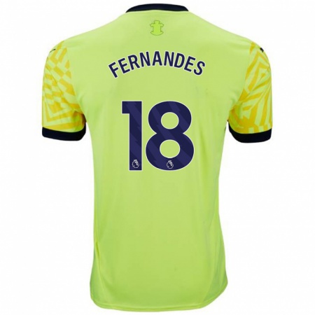 Kandiny Niño Camiseta Mateus Fernandes #18 Amarillo 2ª Equipación 2024/25 La Camisa Chile