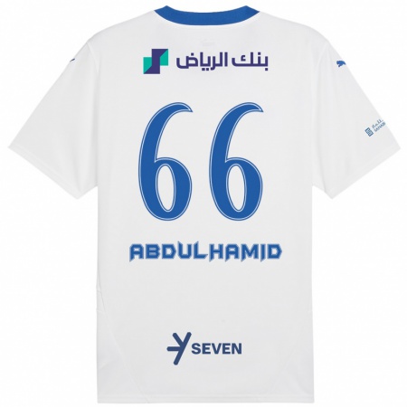 Kandiny Niño Camiseta Saud Abdulhamid #66 Blanco Azul 2ª Equipación 2024/25 La Camisa Chile