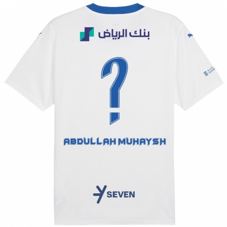 Kandiny Niño Camiseta Mohammed Abdullah Muhaysh #0 Blanco Azul 2ª Equipación 2024/25 La Camisa Chile