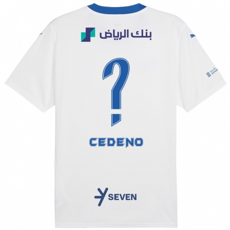 Kandiny Niño Camiseta Lineth Cedeño #0 Blanco Azul 2ª Equipación 2024/25 La Camisa Chile