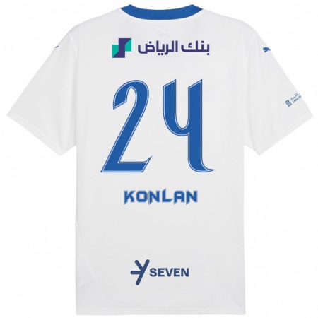 Kandiny Niño Camiseta Cynthia Konlan #24 Blanco Azul 2ª Equipación 2024/25 La Camisa Chile