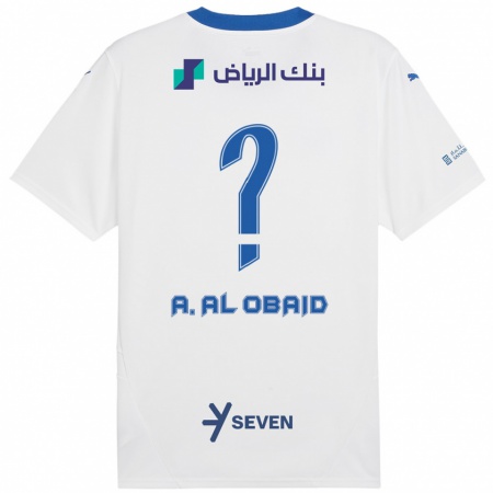 Kandiny Niño Camiseta Abdulrahman Al-Obaid #0 Blanco Azul 2ª Equipación 2024/25 La Camisa Chile