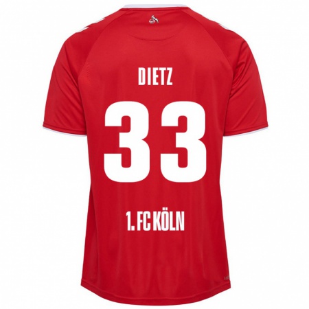 Kandiny Niño Camiseta Florian Dietz #33 Rojo Blanco 2ª Equipación 2024/25 La Camisa Chile