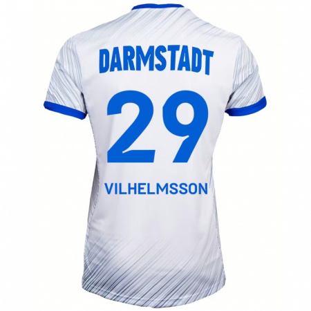 Kandiny Niño Camiseta Oscar Vilhelmsson #29 Blanco Azul 2ª Equipación 2024/25 La Camisa Chile