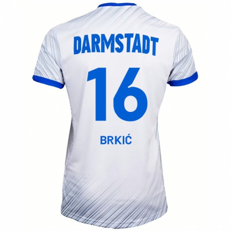 Kandiny Niño Camiseta Amar Brkić #16 Blanco Azul 2ª Equipación 2024/25 La Camisa Chile