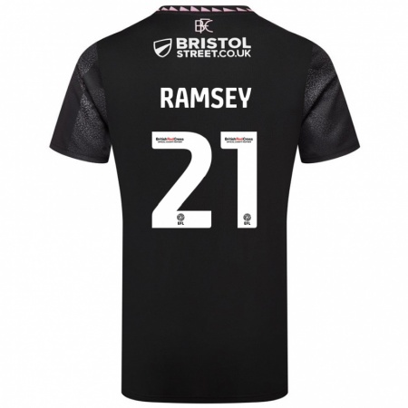 Kandiny Niño Camiseta Aaron Ramsey #21 Negro 2ª Equipación 2024/25 La Camisa Chile