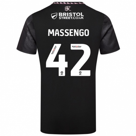 Kandiny Niño Camiseta Han-Noah Massengo #42 Negro 2ª Equipación 2024/25 La Camisa Chile