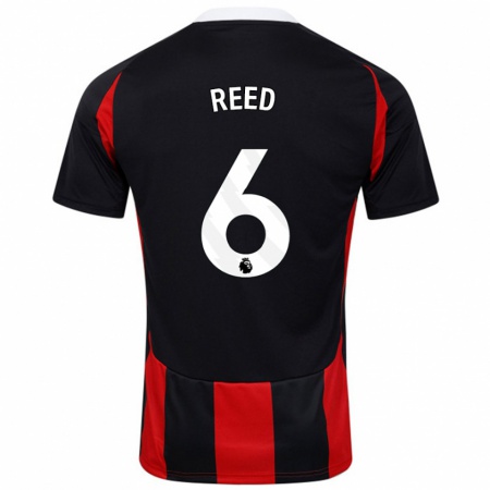 Kandiny Niño Camiseta Harrison Reed #6 Negro Rojo 2ª Equipación 2024/25 La Camisa Chile