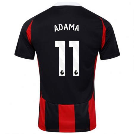 Kandiny Niño Camiseta Adama Traoré #11 Negro Rojo 2ª Equipación 2024/25 La Camisa Chile