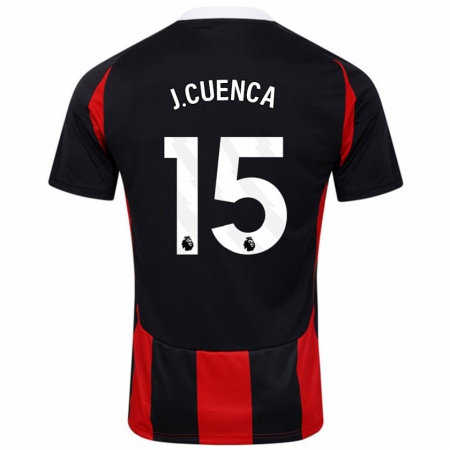 Kandiny Niño Camiseta Jorge Cuenca #15 Negro Rojo 2ª Equipación 2024/25 La Camisa Chile