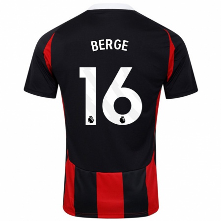 Kandiny Niño Camiseta Sander Berge #16 Negro Rojo 2ª Equipación 2024/25 La Camisa Chile