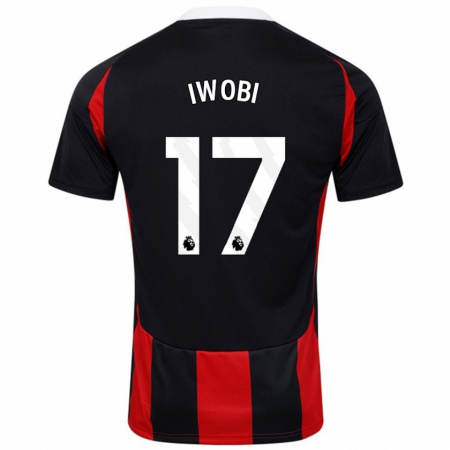 Kandiny Niño Camiseta Alex Iwobi #17 Negro Rojo 2ª Equipación 2024/25 La Camisa Chile