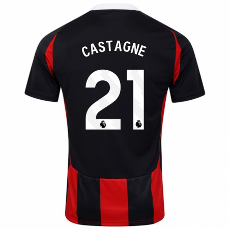 Kandiny Niño Camiseta Timothy Castagne #21 Negro Rojo 2ª Equipación 2024/25 La Camisa Chile